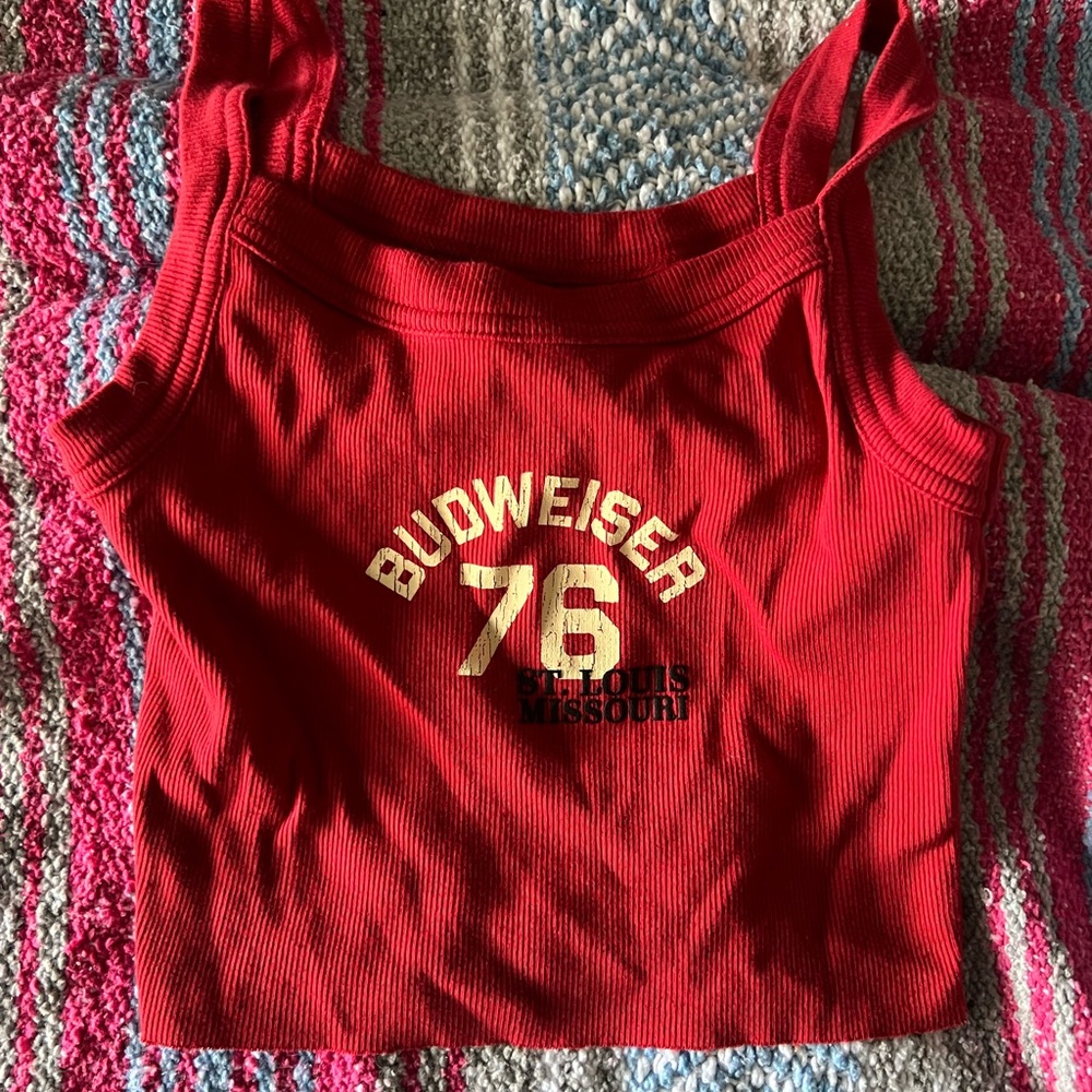 budweiser x pacsun red cropped tank top